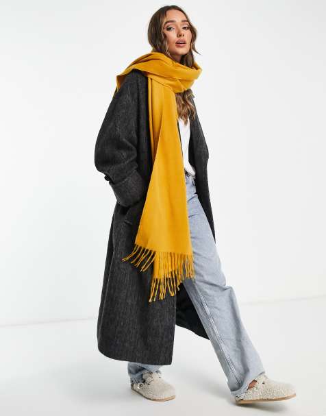 ASOS DESIGN supersoft scarf with tassels in mustard yellow - view 1