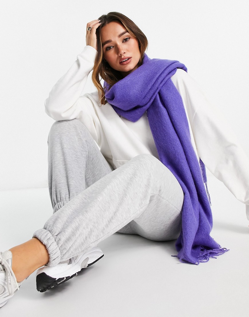 ASOS DESIGN supersoft scarf with tassels in purple