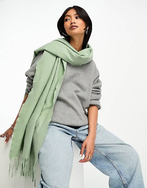 ASOS Oversized Wool Mix Scarf With Tassels Womens Accessories Scarves and mufflers 