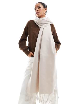 ASOS DESIGN supersoft scarf with tassels in stone | ASOS