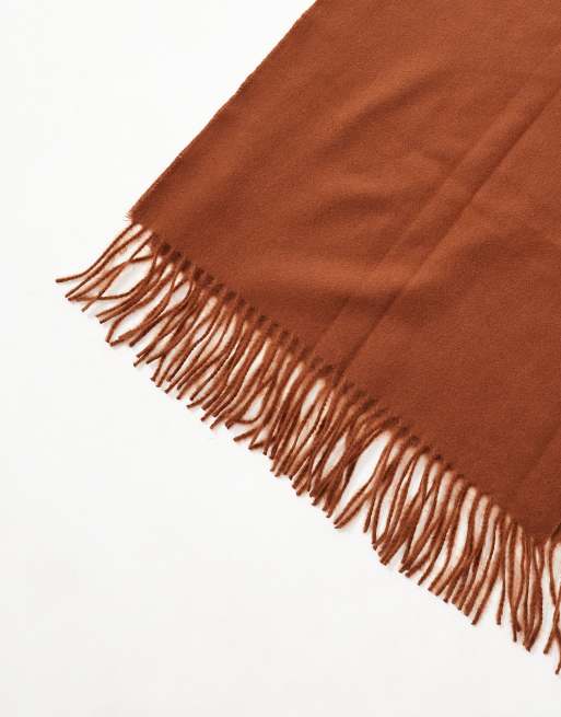 tobacco scarf ASOS DESIGN supersoft scarf with tassels in tobacco
