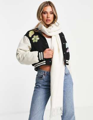 ASOS DESIGN supersoft scarf with tassels in winter white | ASOS
