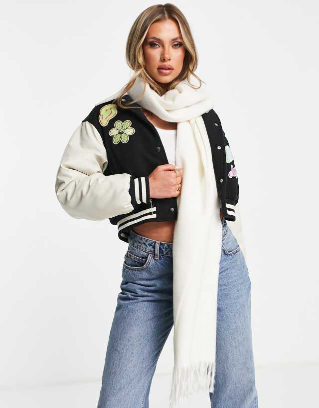 ASOS DESIGN supersoft scarf with tassels in winter white