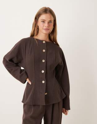 Asos Design Supersoft Seam Detail Cardigan In Brown