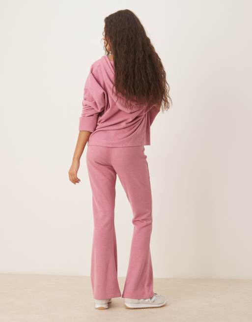 ASOS DESIGN Supersoft seam detail kick flare trouser in pink - PINK, 3 of 5