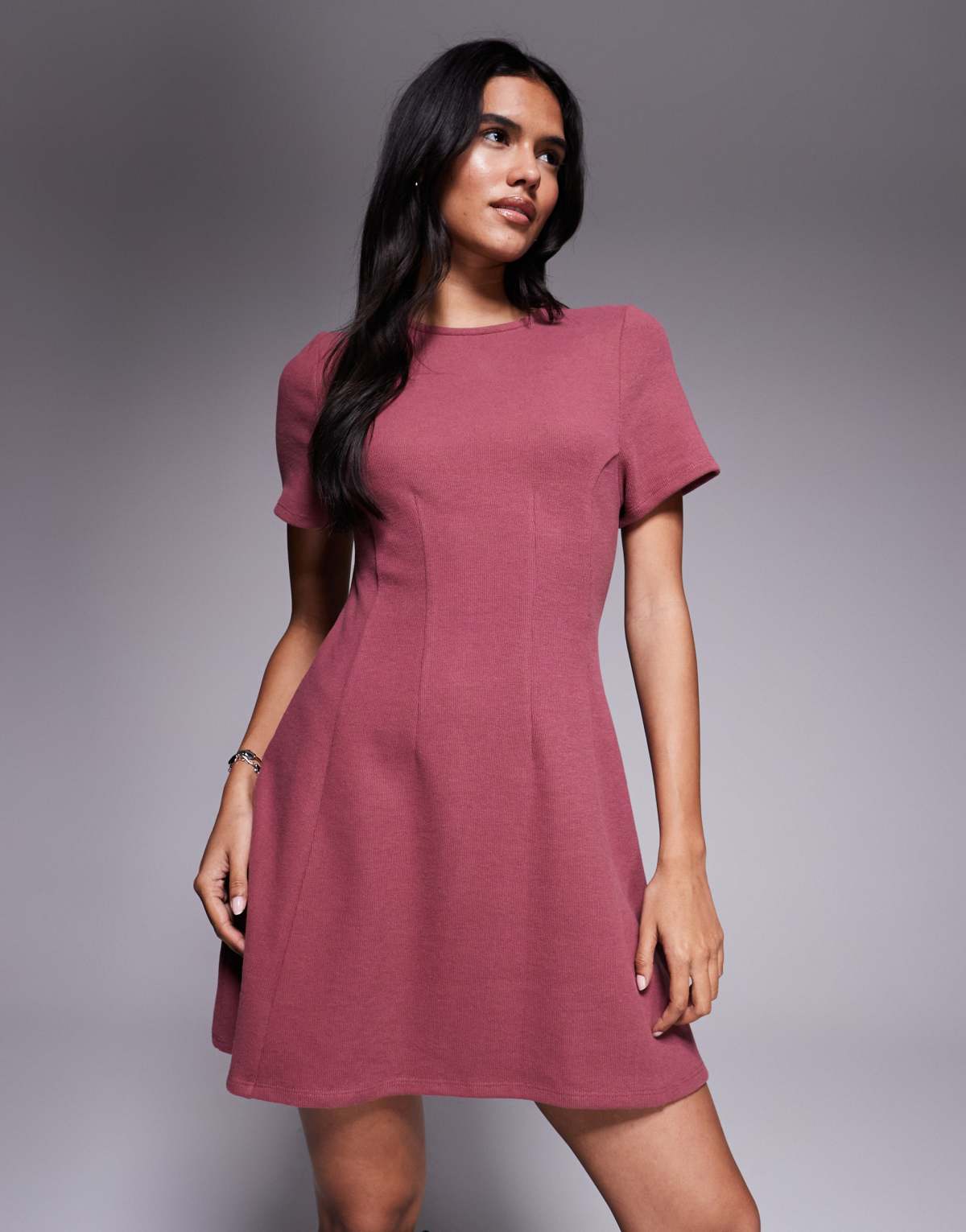 ASOS DESIGN supersoft seam detail mini dress in dusty pink