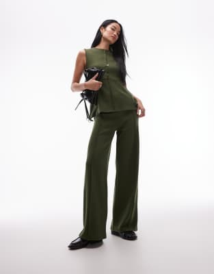 Asos Design Supersoft Seam Detailing Fitted Tank Top In Green