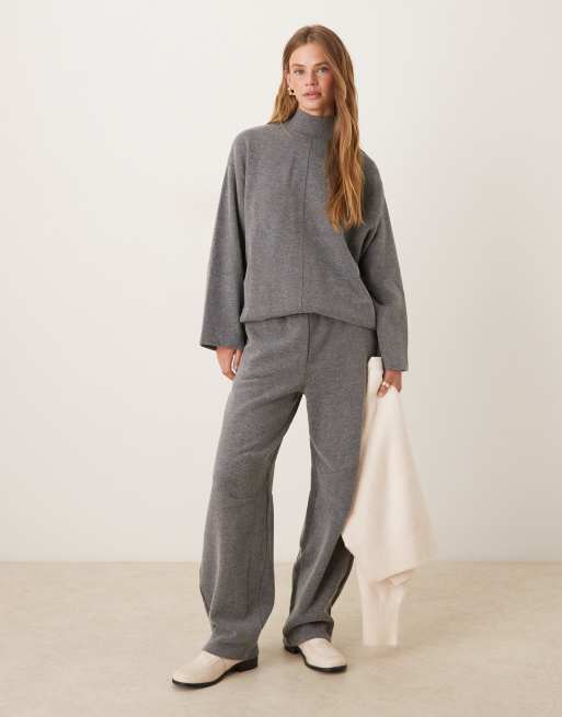 ASOS DESIGN supersoft seam front longline roll neck top in charcoal (part of a set), 2 of 4