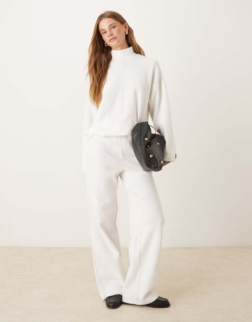 ASOS DESIGN supersoft seam front longline roll neck top in winter white (part of a set), 2 of 4
