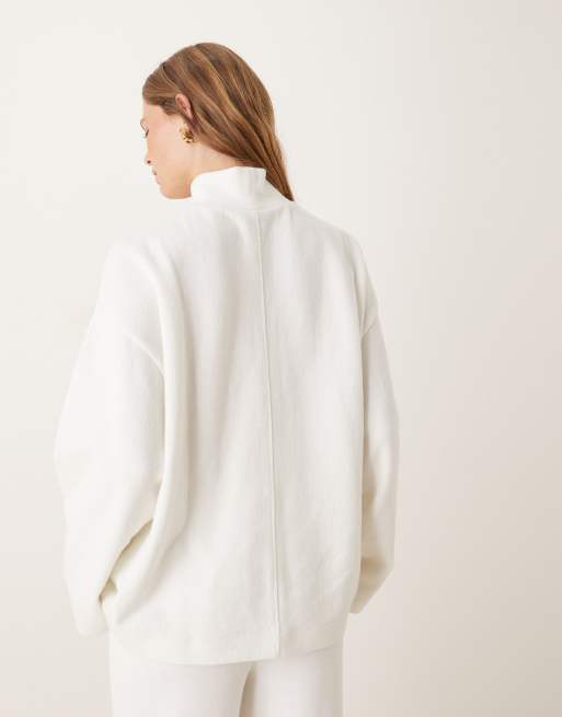 ASOS DESIGN supersoft seam front longline roll neck top in winter white (part of a set), 3 of 4