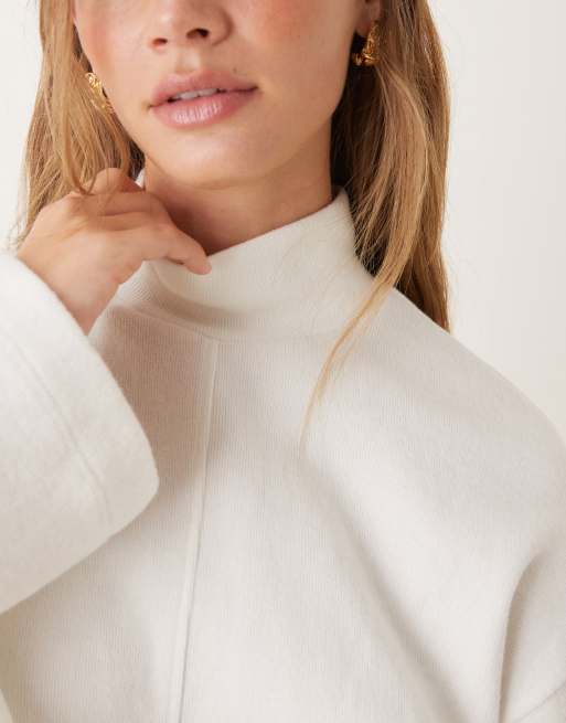 ASOS DESIGN Supersoft seam front longline turtleneck sweater in winter white - part of a set