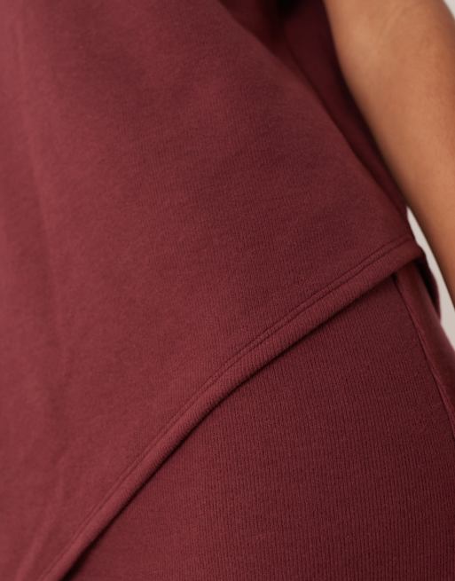 ASOS DESIGN supersoft sleeveless cape double layer mini dress in burgundy
