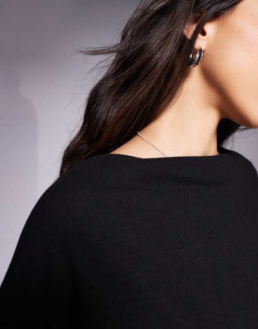 ASOS DESIGN supersoft slouchy open back mini dress in black