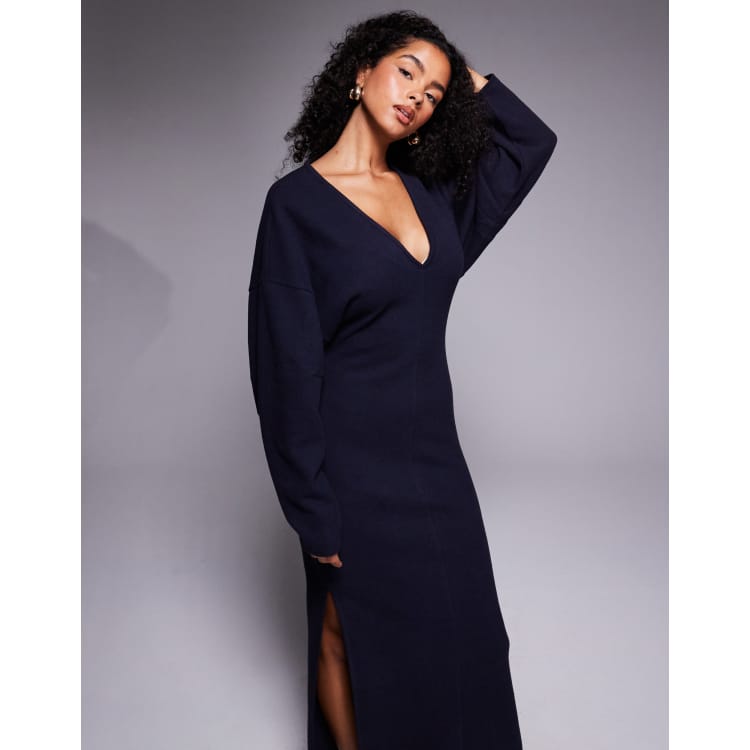 asos navy blue maxi dress DESIGN supersoft slouchy v neck in Color:Light-Blue The delicate lace trim dresses for women online Avenya Pleated Bandeau Asymmetric