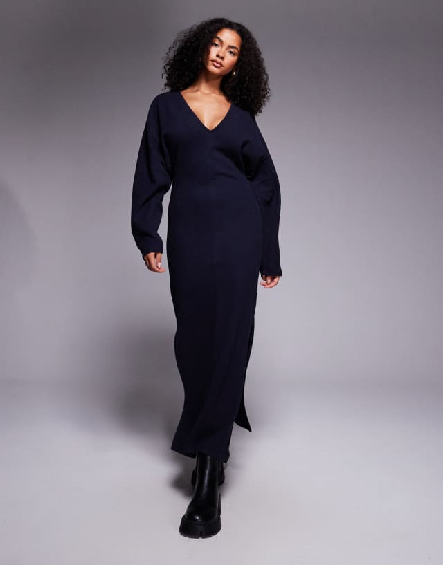 asos navy blue maxi dress DESIGN supersoft slouchy v neck in this regular fit dress Lydia Costume Navy/Multi Miss Priss Prom Size:7-8 Years