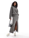 [ASOS DESIGN] ASOS DESIGN supersoft split front maxi skirt in charcoal marl-Grey XS Charcoal marl