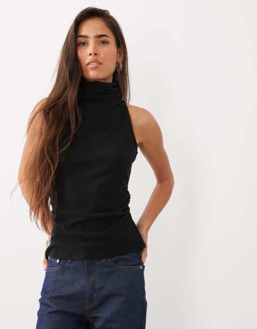 ASOS DESIGN supersoft top bez rękawów z golfem w kolorze czarnym, 3 z 4