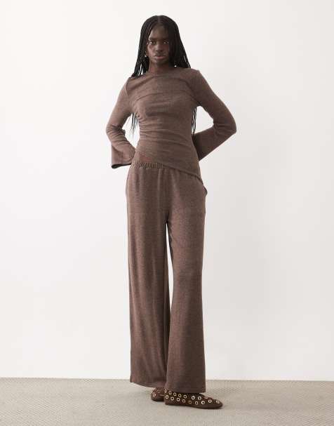 ASOS DESIGN supersoft top & skirt in brown - view 1
