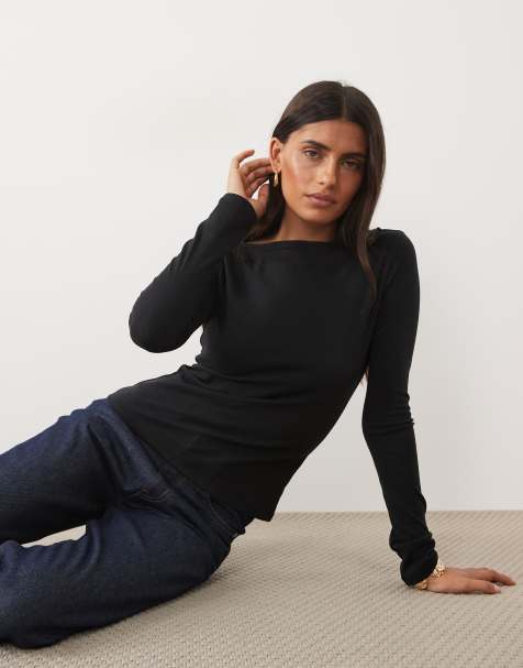 ASOS DESIGN supersoft top z długim rękawem w czerni - view 1