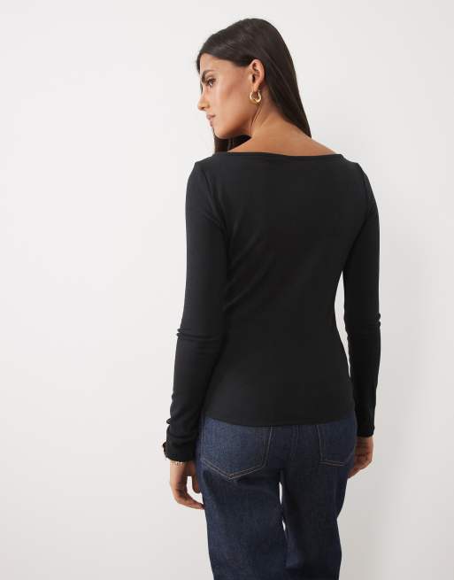 ASOS DESIGN supersoft topp med långa ärmar i svart, 4 av 4