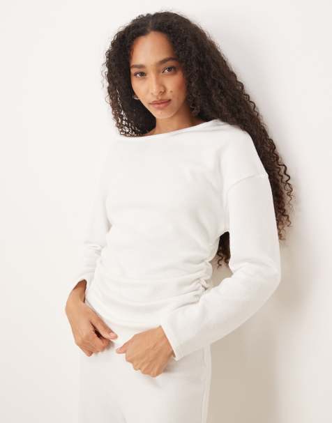 ASOS DESIGN Supersoft touch co-ord jumper in winter white