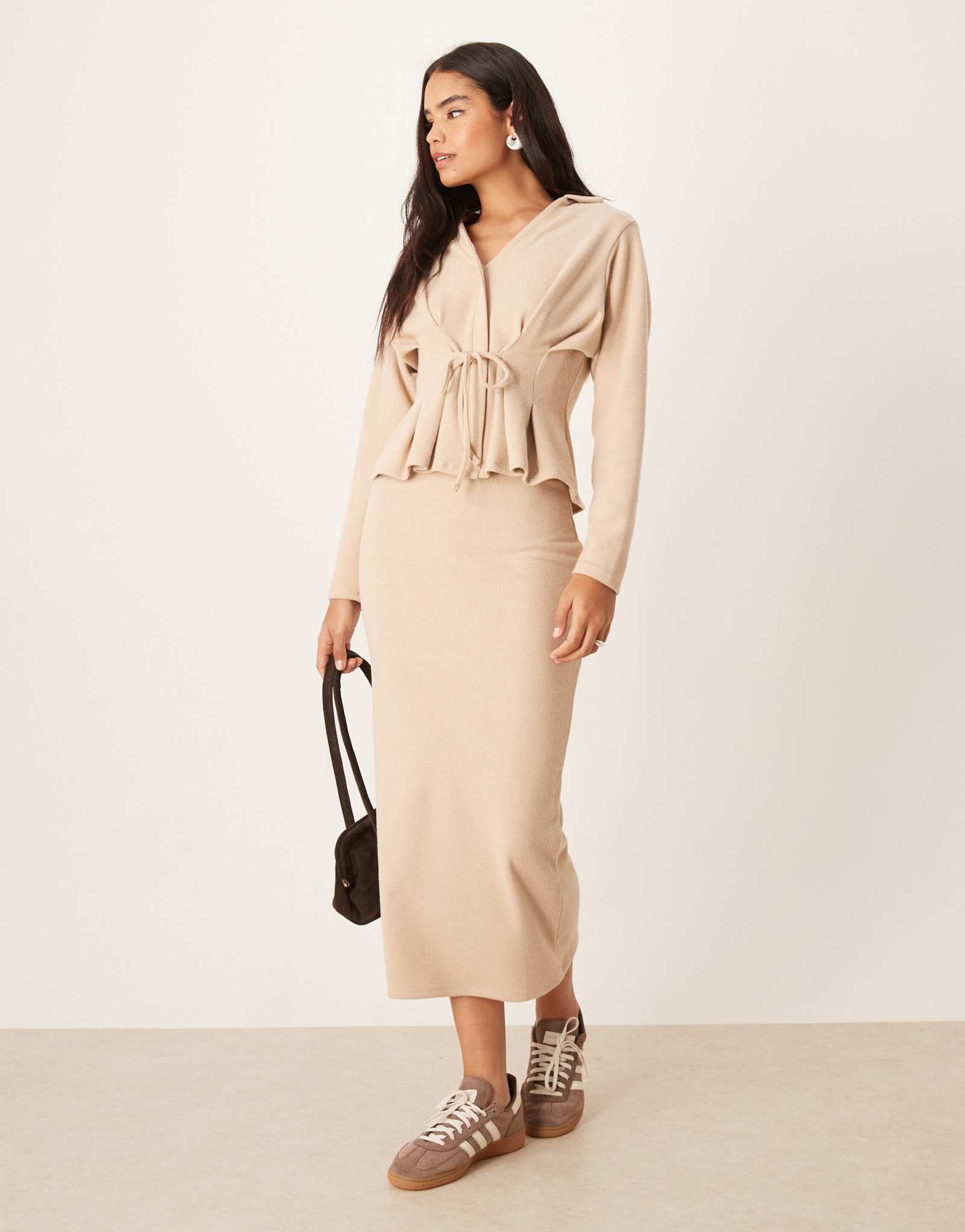Супермягкая юбка-труба ASOS DESIGN светло-серого цвета - часть комплекта