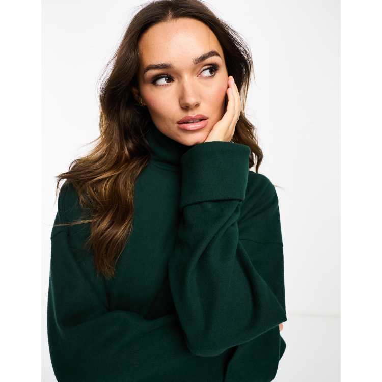 ASOS DESIGN supersoft turtleneck with cuff detail in pine green part of a set ASOS