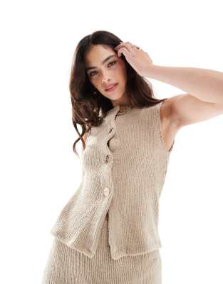 Asos Design Supersoft Vest Boucle Midi Dress In Oat-white