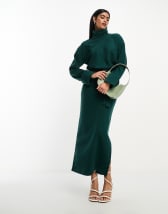 ASOS DESIGN super soft rib midi jumper dress with fallen shoulder