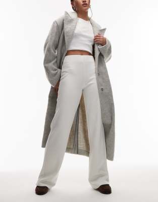 Asos Design Supersoft Wide Leg Pants In Neutral