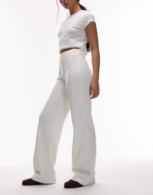 Asos Design Supersoft Wide Leg Pants In Neutral