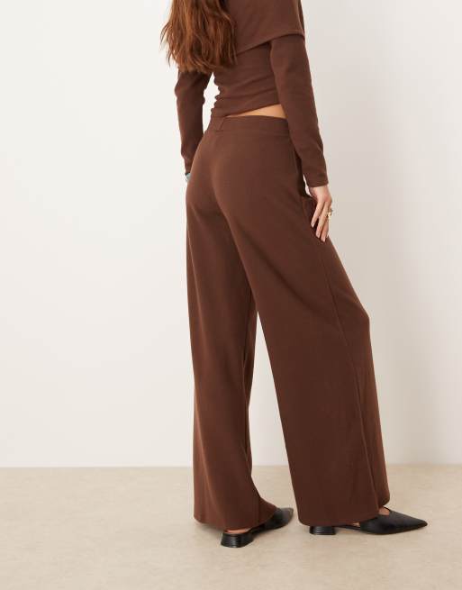 ASOS DESIGN supersoft wide leg pants in dark chocolate (part of a set), 5 of 5