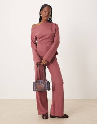 Asos Design Supersoft Wide Leg Pants In Pink