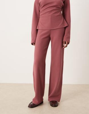 Asos Design Supersoft Wide Leg Pants In Pink
