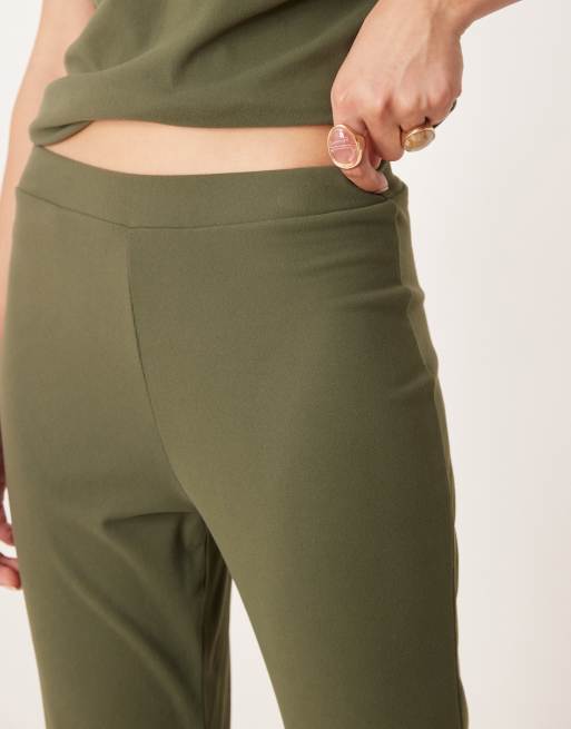 ASOS DESIGN supersoft wide leg pants in khaki (part of a set), 5 of 5