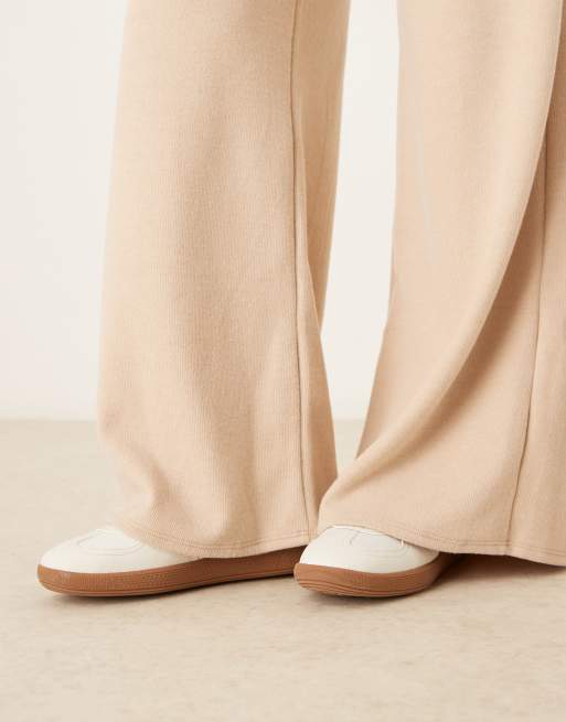 ASOS DESIGN supersoft wide leg pants in light taupe (part of a set), 3 of 5