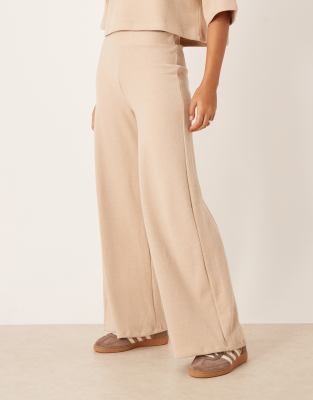 Asos Design Supersoft Wide Leg Pants In Neutral