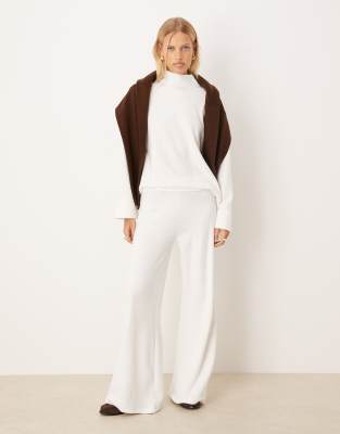 ASOS DESIGN Supersoft wide leg pants in winter white