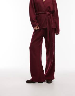 Asos Design Supersoft Wide Leg Pleat Front Sweatpants In Blue