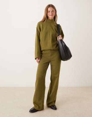Asos Design Supersoft Wide Leg Sweatpants In Green