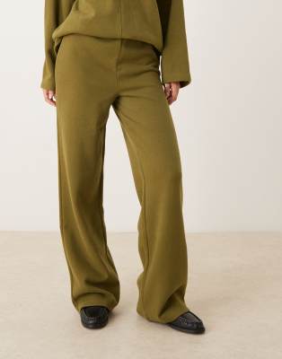 Asos Design Supersoft Wide Leg Sweatpants In Green