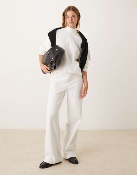 ASOS DESIGN Supersoft wide leg sweatpants in winter white - part of a set - view 1