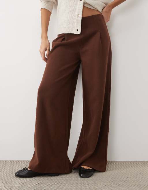 ASOS DESIGN supersoft wide leg trouser in coffee, 2 of 5