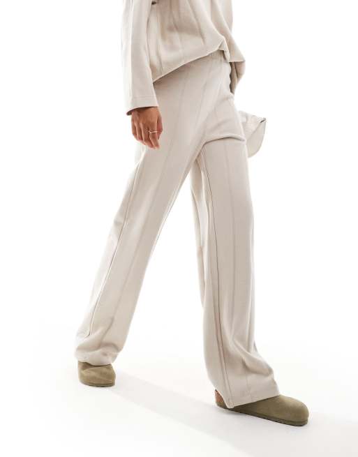 ASOS DESIGN supersoft wide rib co-ord jogger in warm cream, 2 of 5