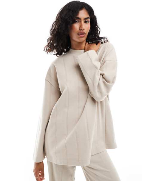 ASOS DESIGN supersoft wide rib sweater in warm cream - part of a set - view 1