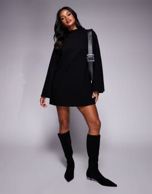 ASOS DESIGN supersoft wide sleeve mini dress in black