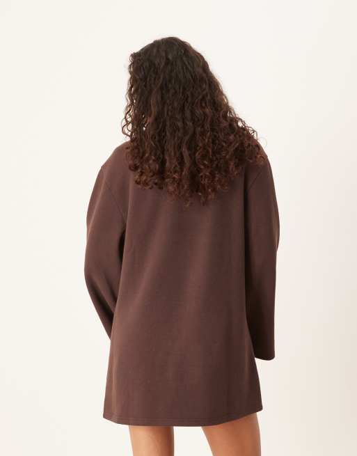 ASOS DESIGN supersoft wide sleeve mini dress in chocolate