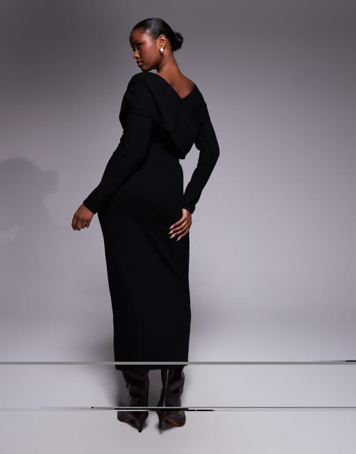 ASOS DESIGN supersoft wrap front midi dress in black ASOS