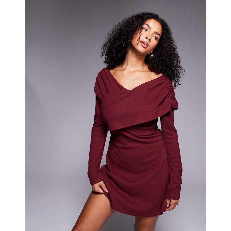 princess polly baby blue dress Burgundy Bridesmaid Dresses Asos Maids To Measure Bridesmaid Short Sleeve  Cowl Back Maxi Dress In