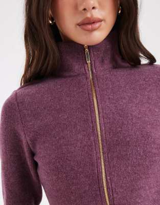 Asos Design Supersoft Zip Up Funnel Neck Jacket In Red